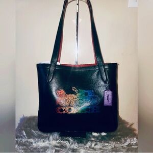NWT Coach Ombré Embossed Horse & Carriage Tote Bag